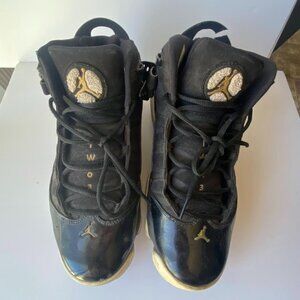 Nike Air Jordan 6 Rings 90s Black Metallic Gold Basketball Shoes Size 10